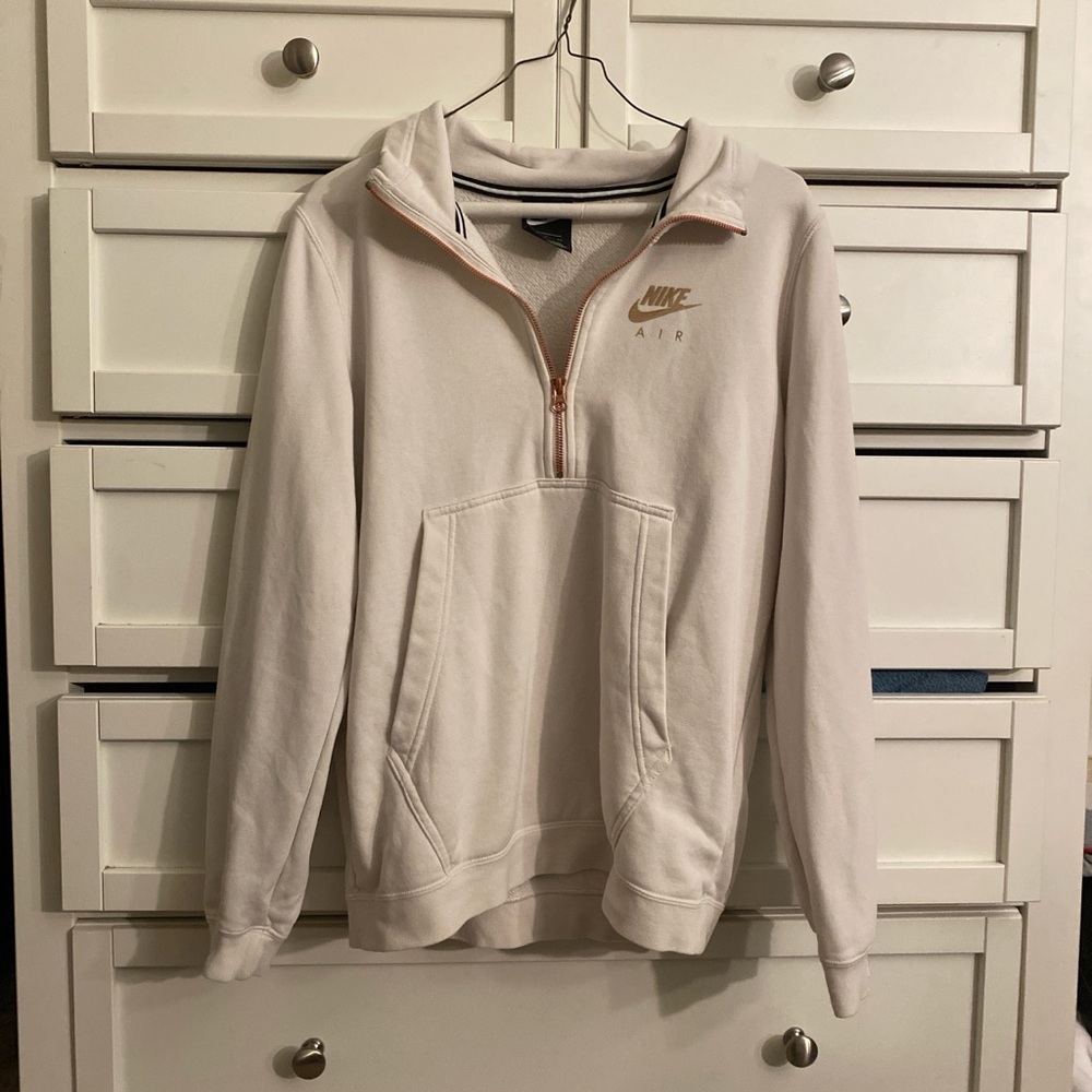 rose gold and white nike quarter zip